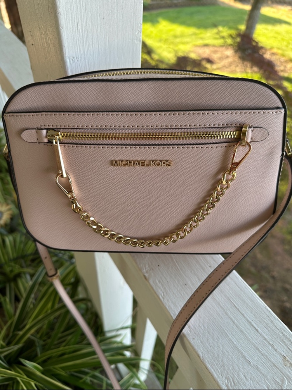 Michael Kors Jet Set Large Saffiano Leather Crossbody Bag - Powder Blush Pink